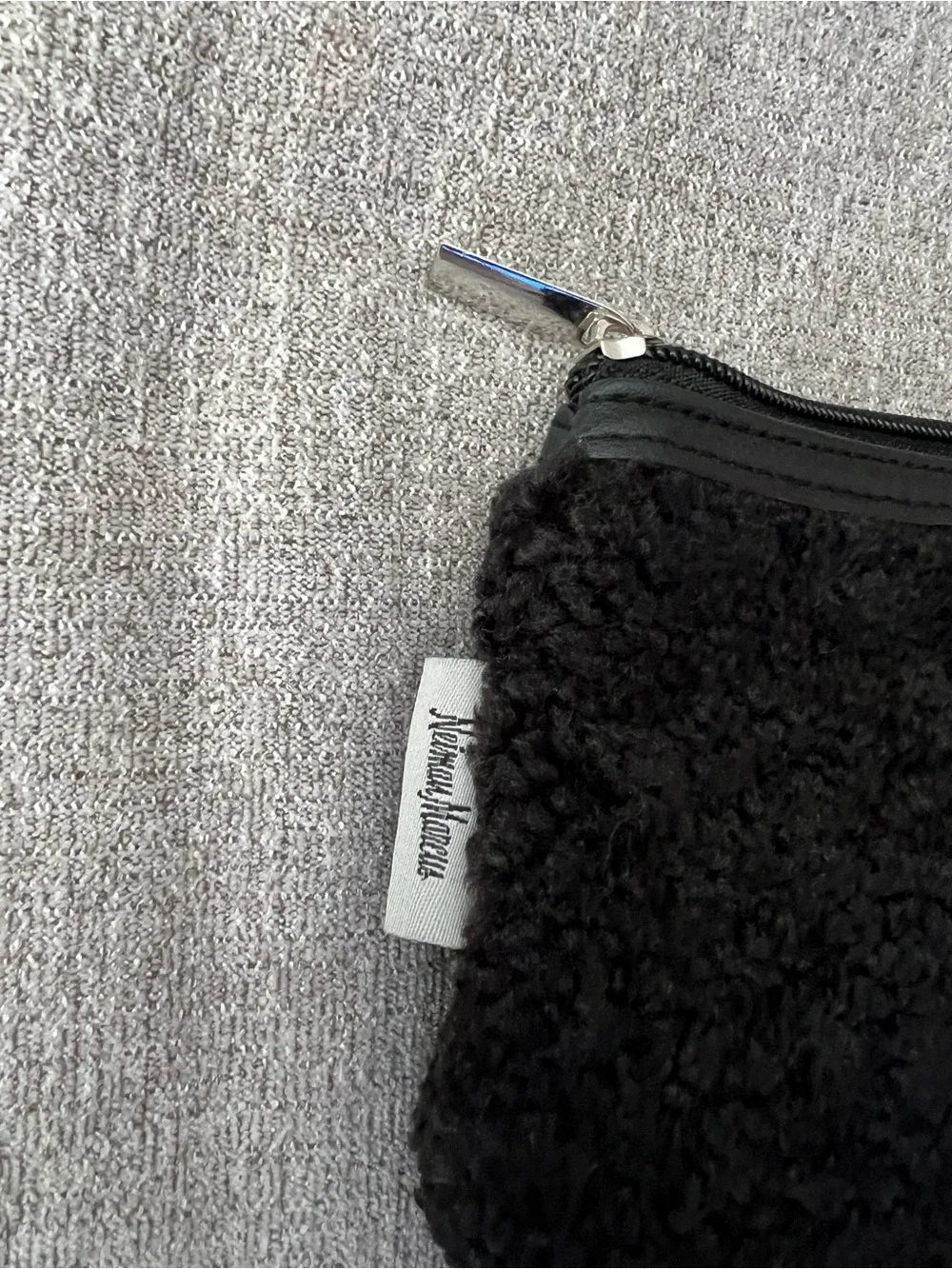 Black Sherpa Zip Pouch Neiman Marcus Small Travel Pouch Cosmetic Bag